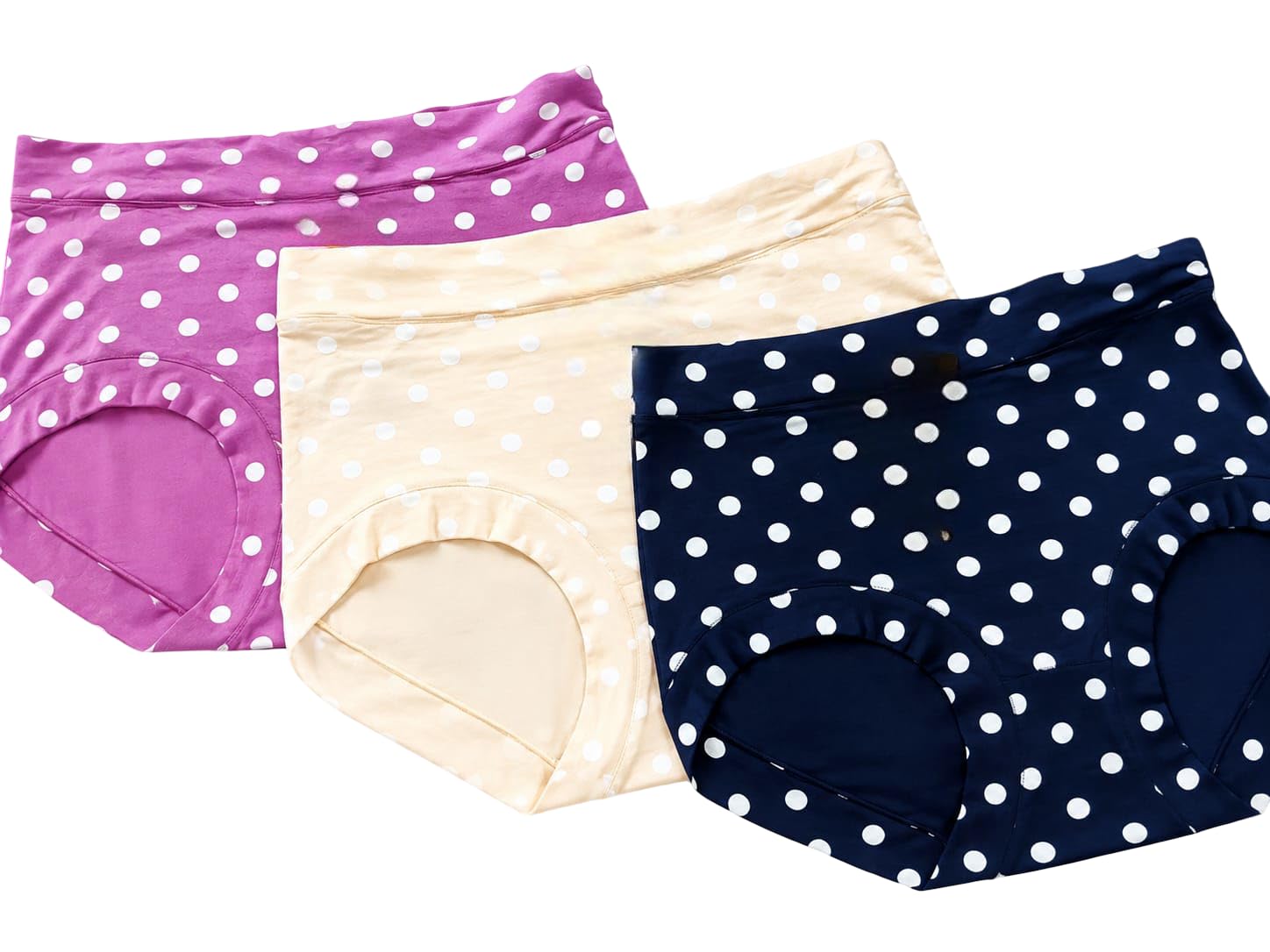 Women's High Waist Cotton Printed Panties | Soft Stretch Breathable Briefs | Polka Dot Printed Everyday Innerwear | Multicolor | Pack of 3 (Free Size) XL to XXL-image-42