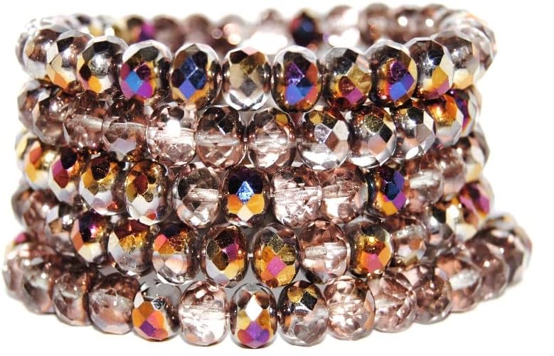 300 pcs Faceted Special Cut Rondelle Fire Polished Beads, 17025 Travertin (17025 86800), Glass, Czech Republic, Size 9 x 6 mm (0.35 x 0.24 in)