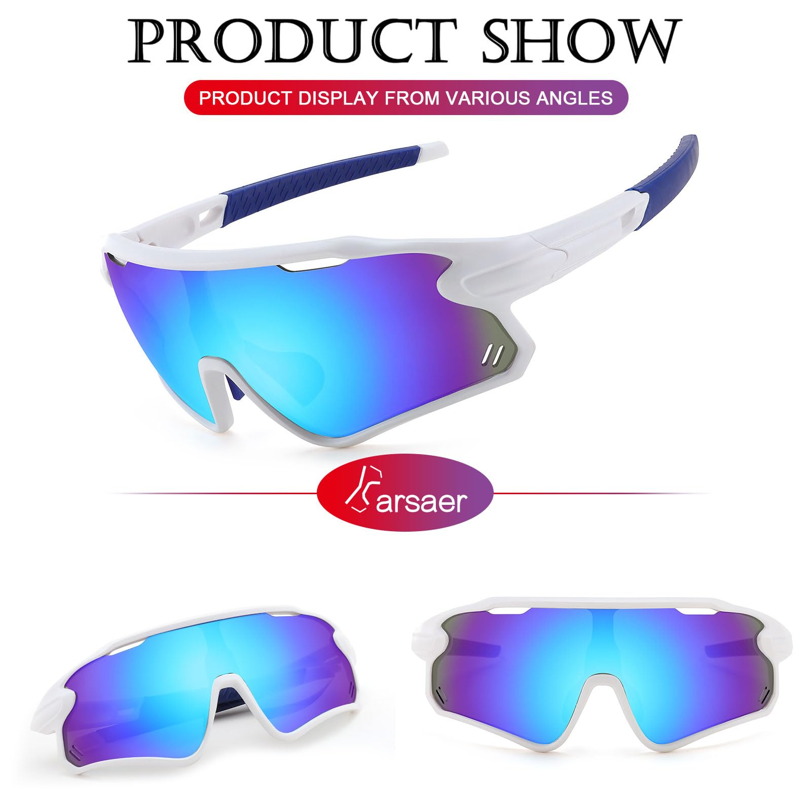 Karsaer Vision Sports Cycling Sunglasses for MTB BMX,Mountain Bike Shield Visor Baseball Running Glasses