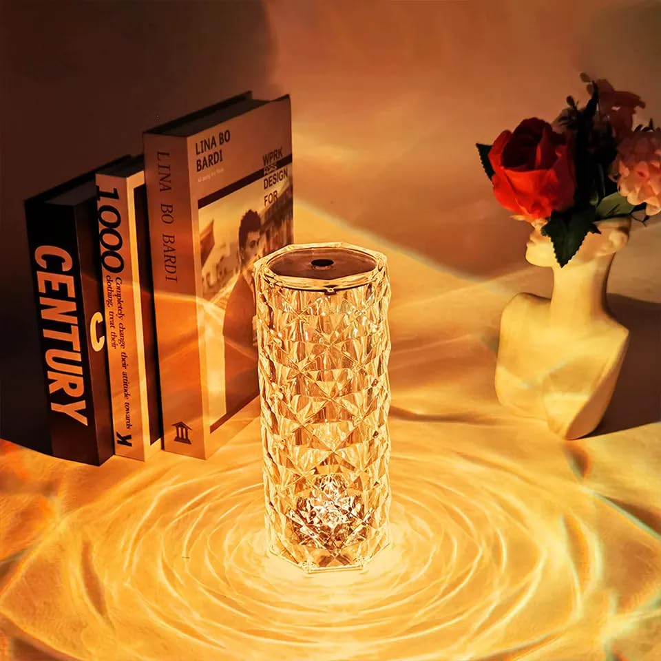 Havanish Rose Crystal Diamond Table Lamp 16 Color Changing, Touch Control  Creative Rose LED Ambient Night Light, Modern Bedside lamp Home Candlelight