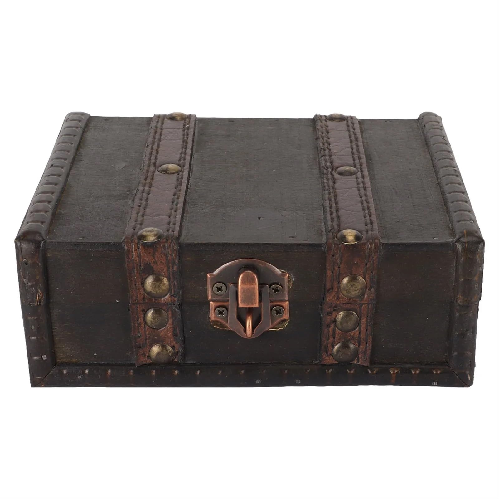 YShiuoL Wooden Storage Box Decorative Wooden Treasure Chest Small Vintage Trinket Jewelry Storage Box Case Desktop Ornament for Home Bedroom Living Room
