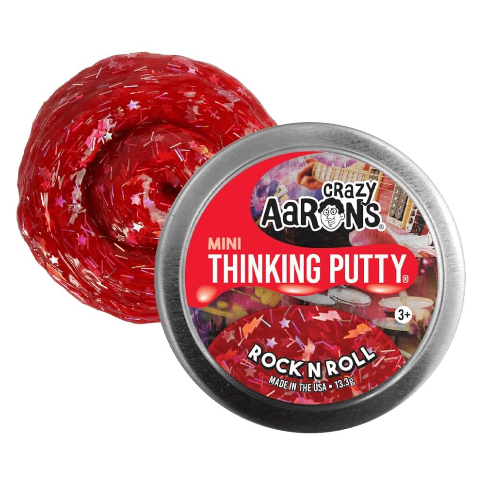 Crazy Aaron's Thinking Putty- Mini Tin - Rock n'Roll - Red Sensory Putty for Kids and Grown ups - 2" Tin - Creative and Endless Fun, Stress Relief Therapy Toys, Never Dries Out
