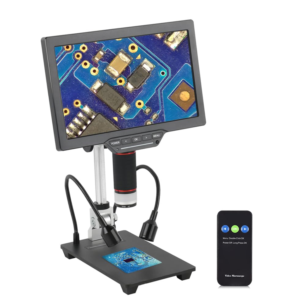 Andoer Microscopio Digital USB LCD de 10,1" Microscopio de Monedas 1080P 1-1600X 16MP Ligereza con Control táctil con Control Remoto para observación de Insectos de Plantas niños