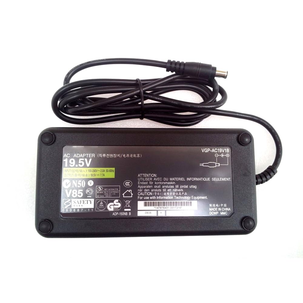 Nouveau Chargeur Adaptateur Secteur 19.5V 7.7A 150W VGP-AC19V18 Compatible avec Sony VGP-AC19V17