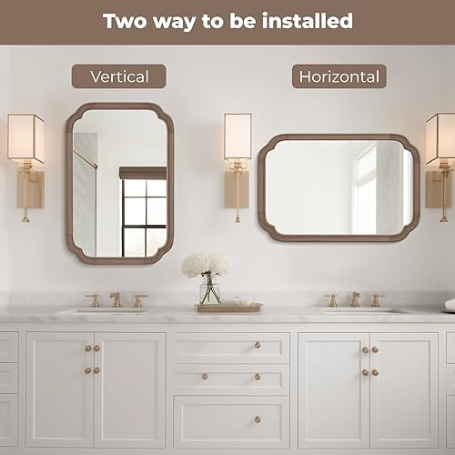 Vista 325 de WallBeyond Espejos de baño de madera para montar en la pared, espejos de pared con marco de madera rústica de 16 x 20 pulgadas, espejos de pared
