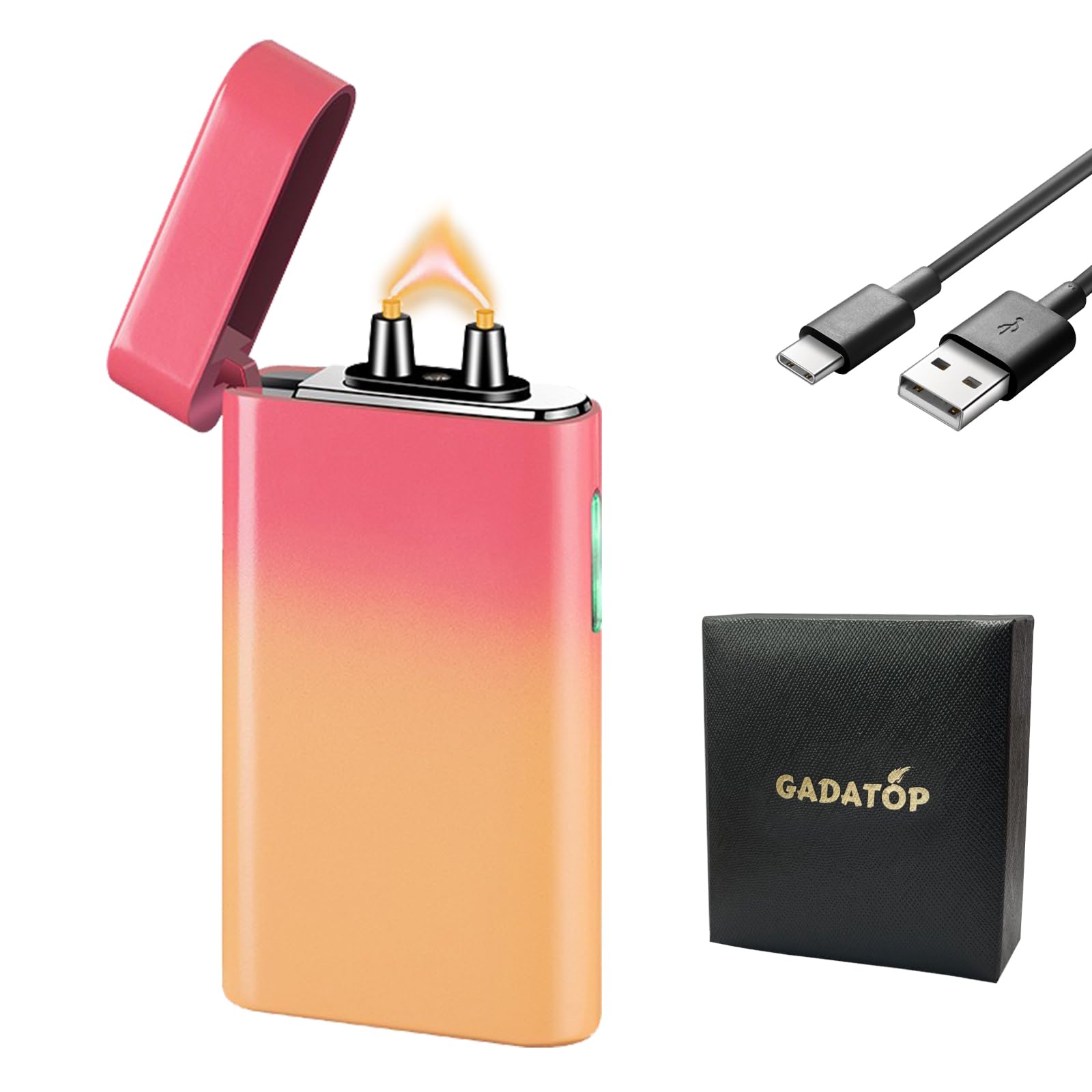 GADATOP Electric Lighter Rechargeable Lighter Arc Plasma Lighter Flameless Lighter Outdoor Windproof Lighter Colorful Gradient Lighter with Rhythmic