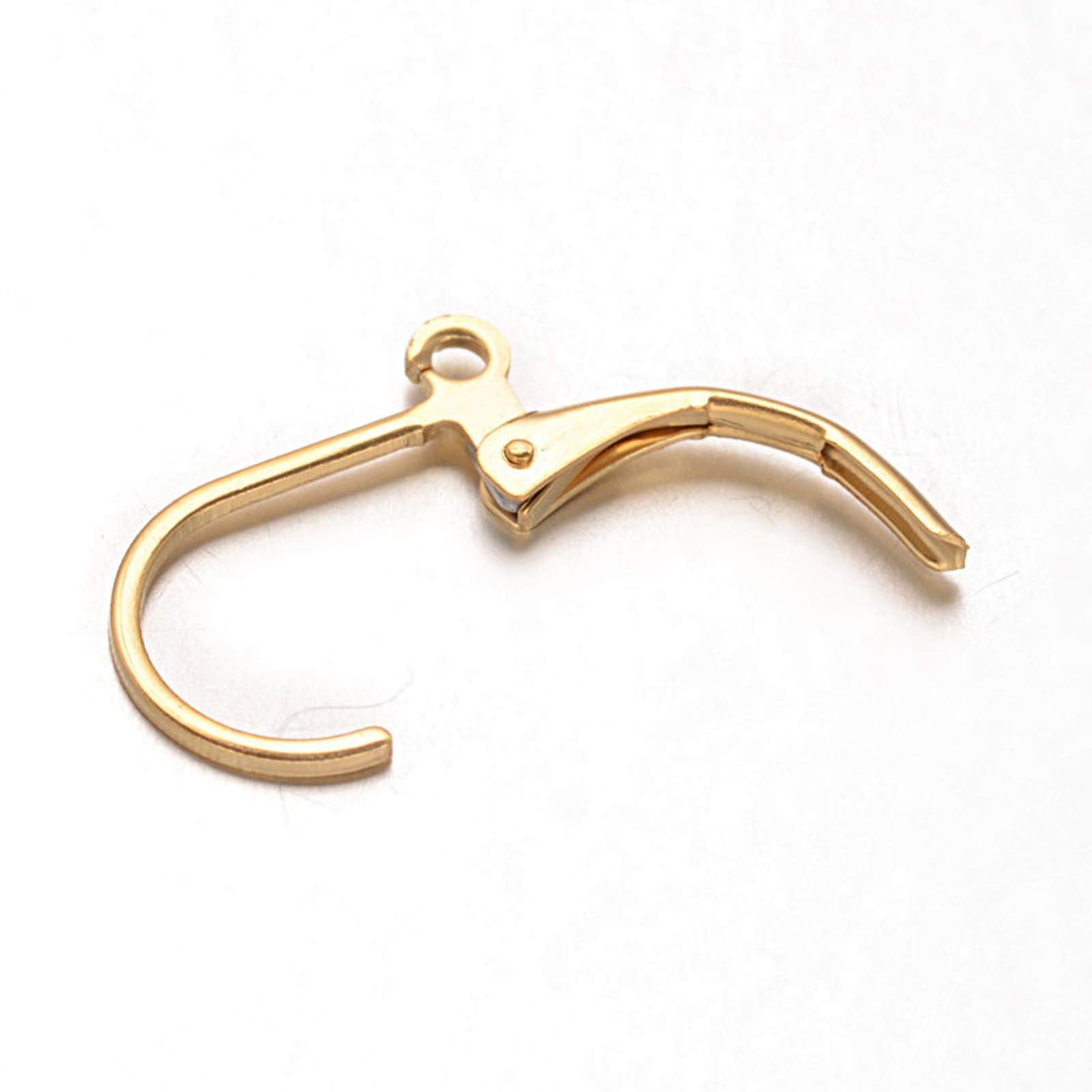 10x Gold Hypoallergenic Lever Back Earring Hooks – Stainless Steel Findings (15mm) - View #2