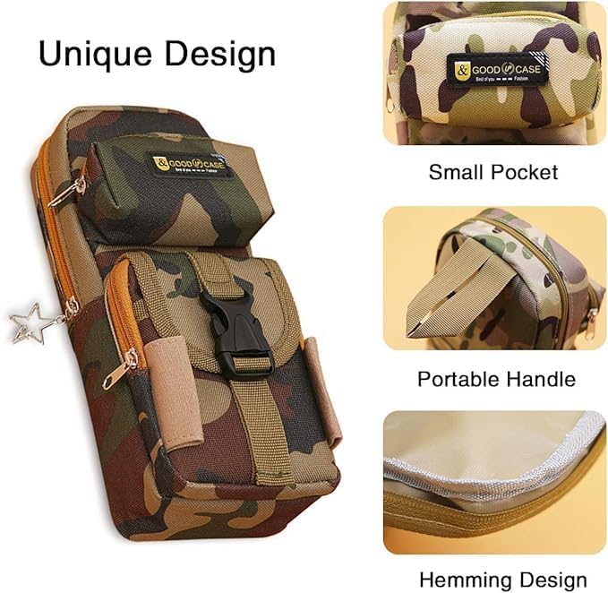 Image of Invite Enterprise Pencil Case Large Portable Creative School Waterproof Camouflage Pencil Case Multiple Pockets Student Boys School