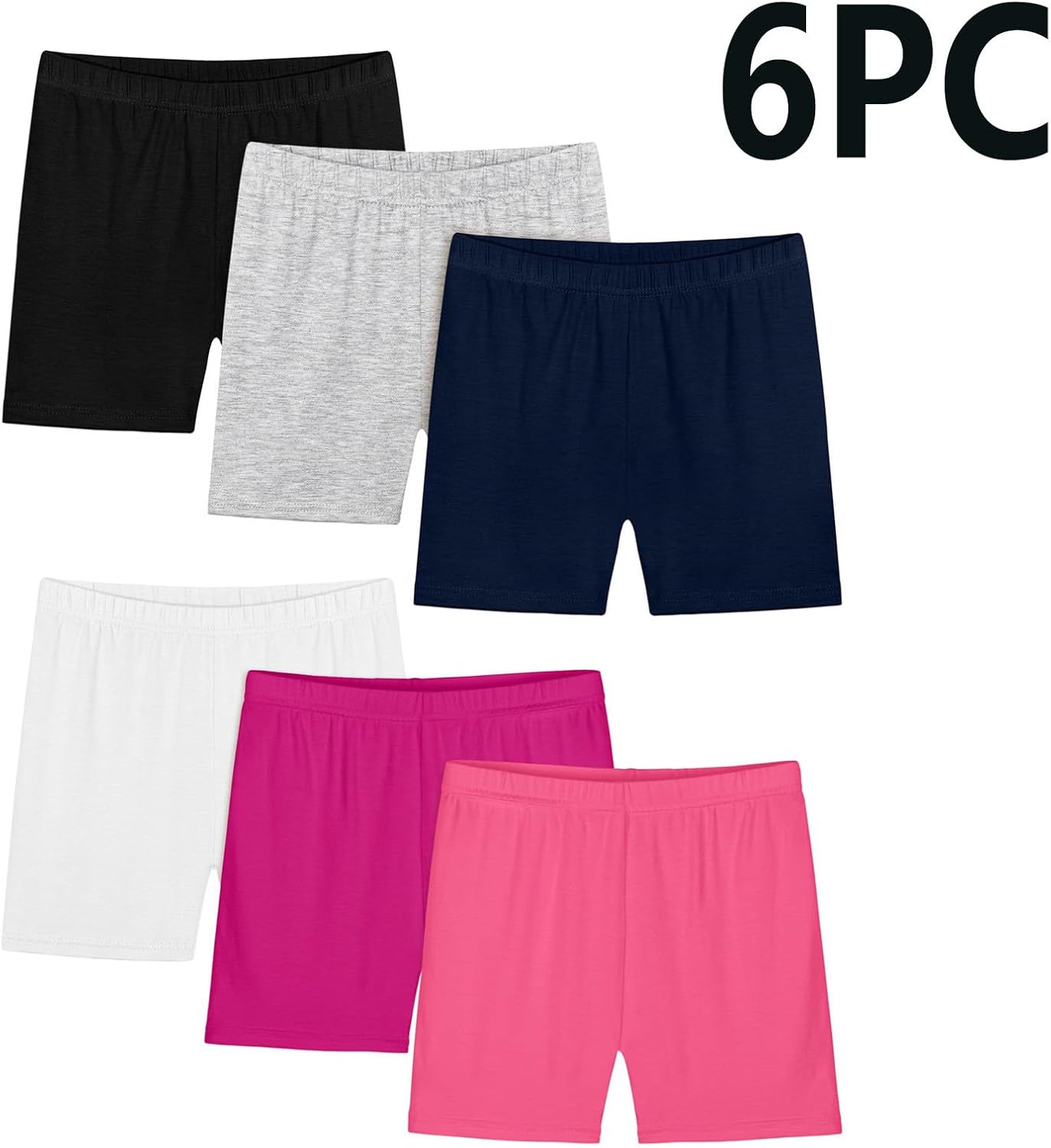 Girls Athletic Shorts Kids High Waisted Yoga Dance Biker Shorts Comfy Soft Gymnastics Slim Fit Shorts 6 Pack