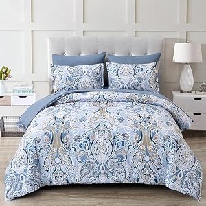 Drucon Blue Paisley Comforter Set King,...