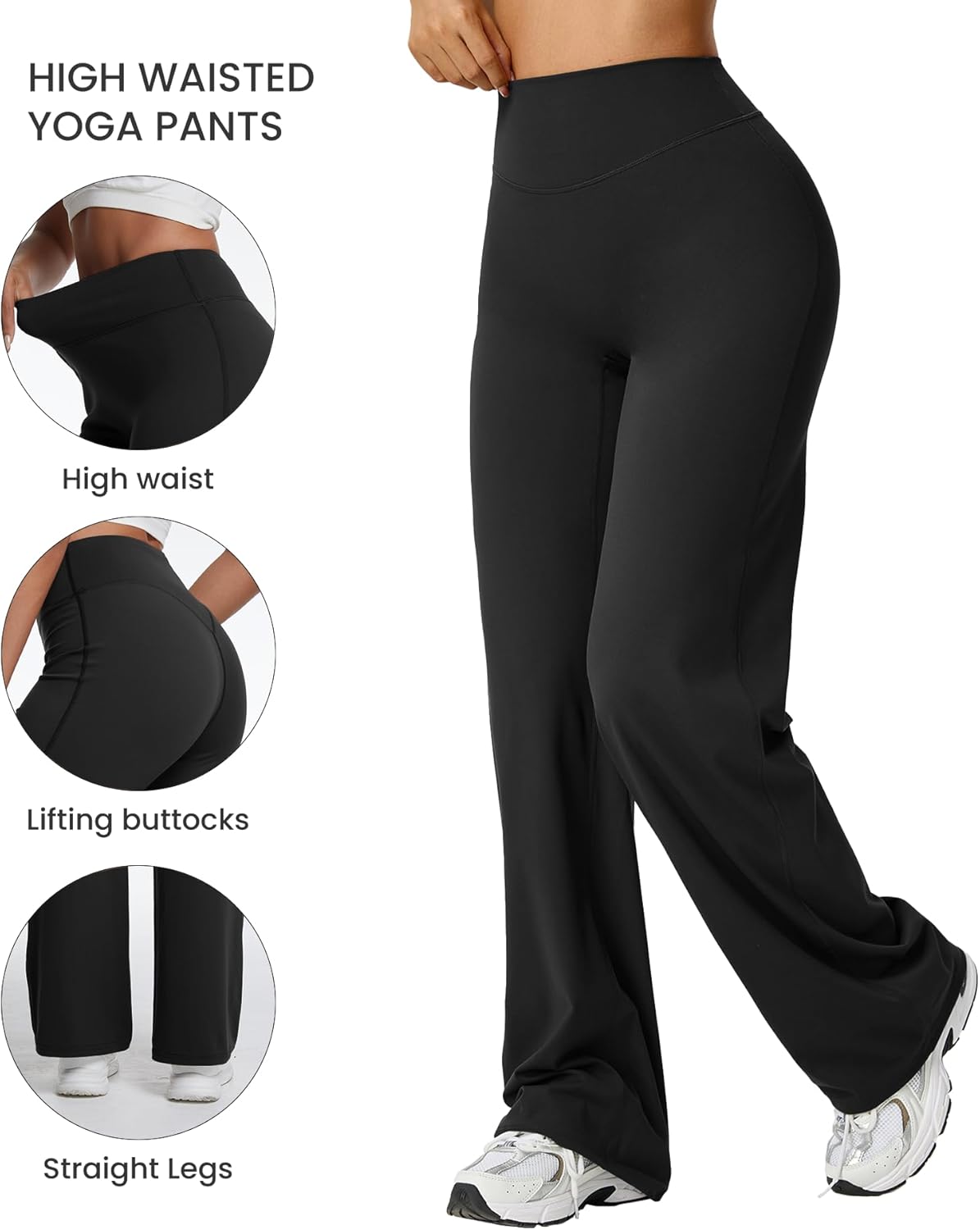Comper Wide Leg Yoga Pants for Women Athletic Straight Leg Pants High Waist Sweatpants Workout Casual Loose Trousers - Image 5