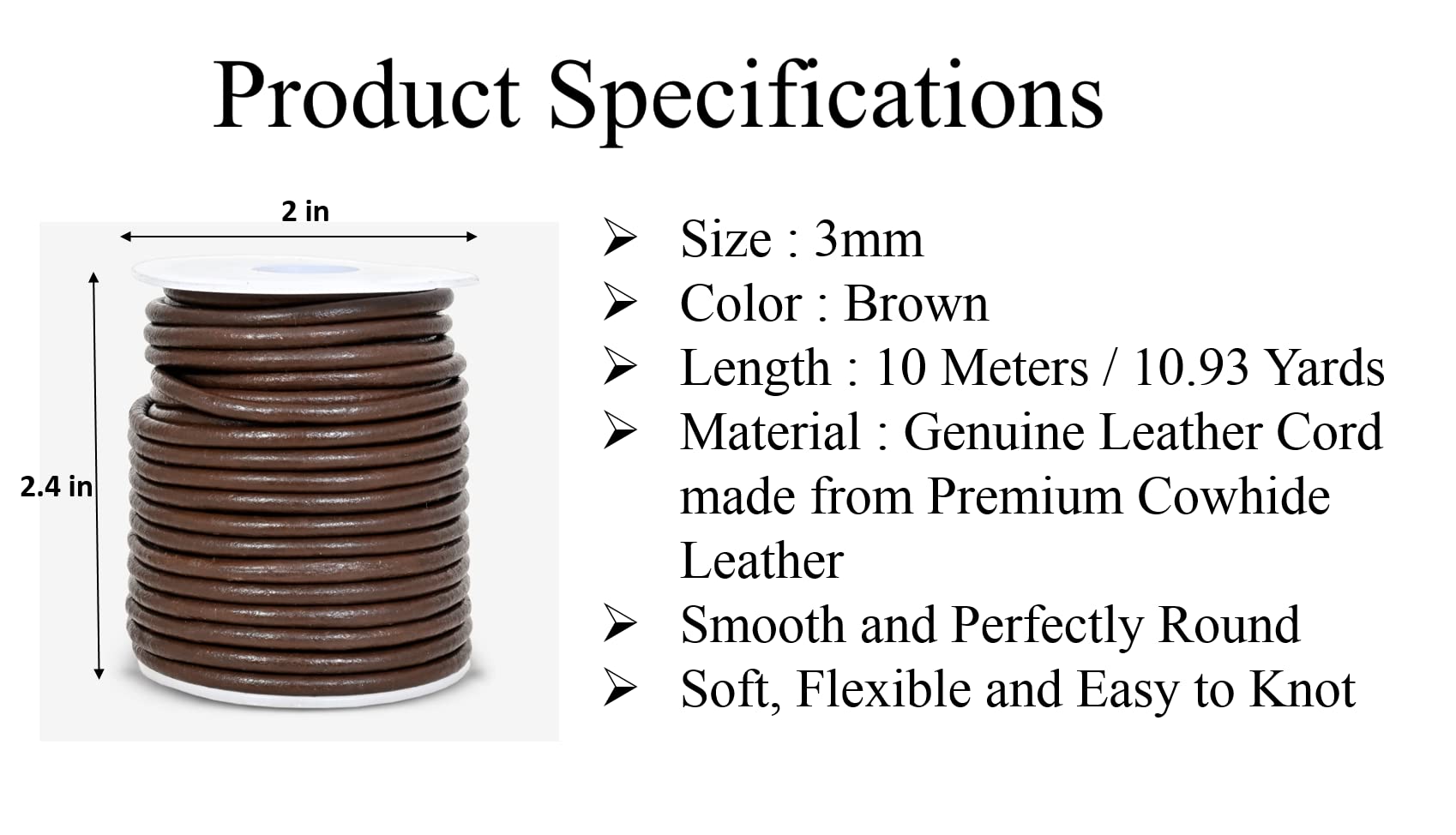 GENIQUE Real/Genuine Round Leather String Cord for Necklace Bracelets, Jewelry, Kumihimo Braiding - Image 3