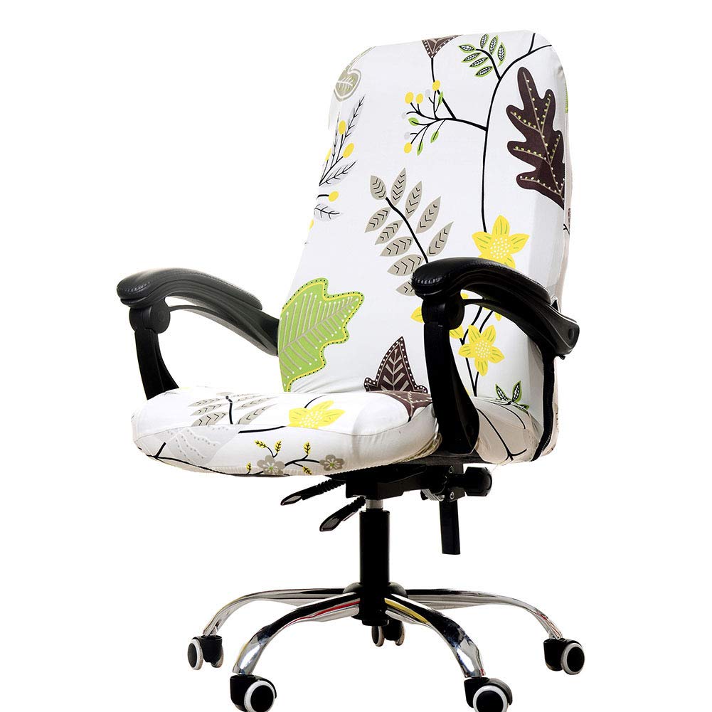 Melanovo Computer Office Chair Covers, Universal Stretch Desk Chair Cover for Rotating High Back Chair (Large Size)