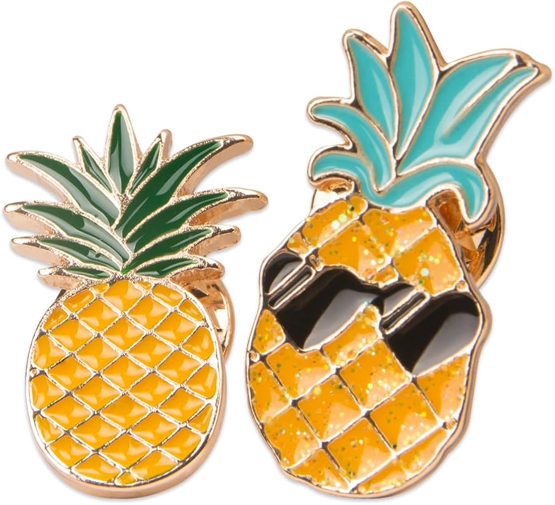 オリジナルハンドメイド　カラフルパイナップル Amazon | ZORZA 合金パイナップルピン カラフル かわいい エナメルピン
