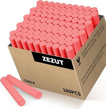 Red Chalk 100PCS, Low Dust Chalk Sticks Bulk for Chalkboard, Non-Toxic | 11 mm-thick sticks for a fuller, easier grip; a large supply for repeated lessons and drawing sessions