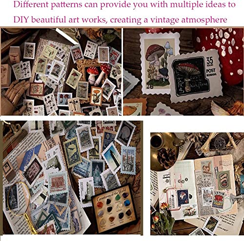 184Pcs Vintage Sticker Stamps Washi Vintage Stickers Scrapbook Mushroom Vintage Postage Stamp Stickers Set Flower Nature Plant 3*3.8Cm Aesthetic Stickers For Scrapbooking Journaling Supplies, Planners #TOP5
