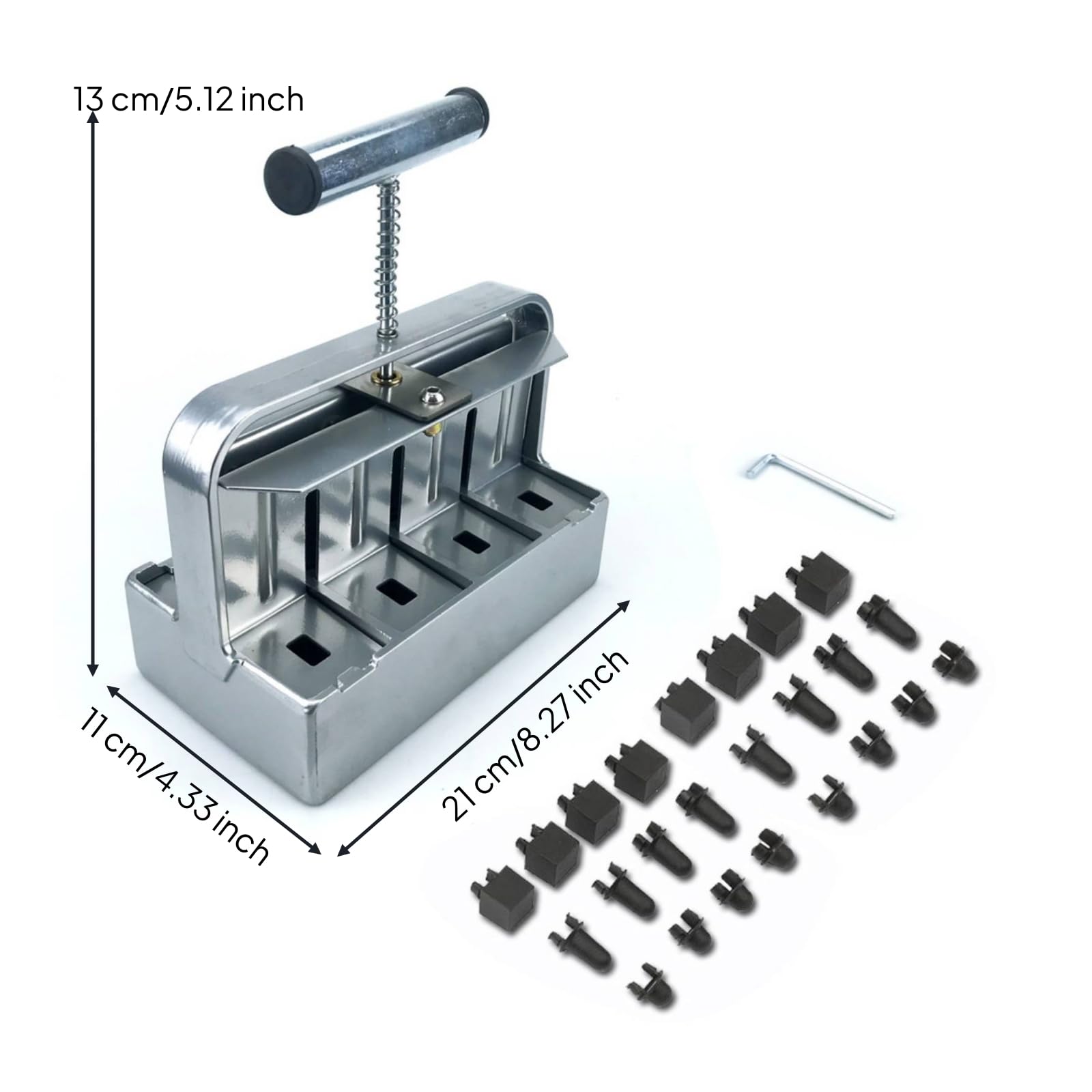 Manual Soil Creatore di Zolle Stampatore per Formatore Blocchi Terriccio con Impugnatura a Asta Centrale in Metallo con Perni Intercambiabili Adatto a Orto Serre Trapianti