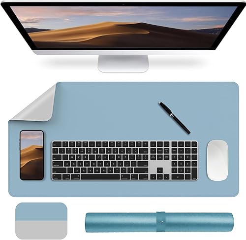 Protector de escritorio de cuero, alfombrilla para mouse, alfombrilla de escritorio de oficina, alfombrilla de cuero sintético de doble cara,