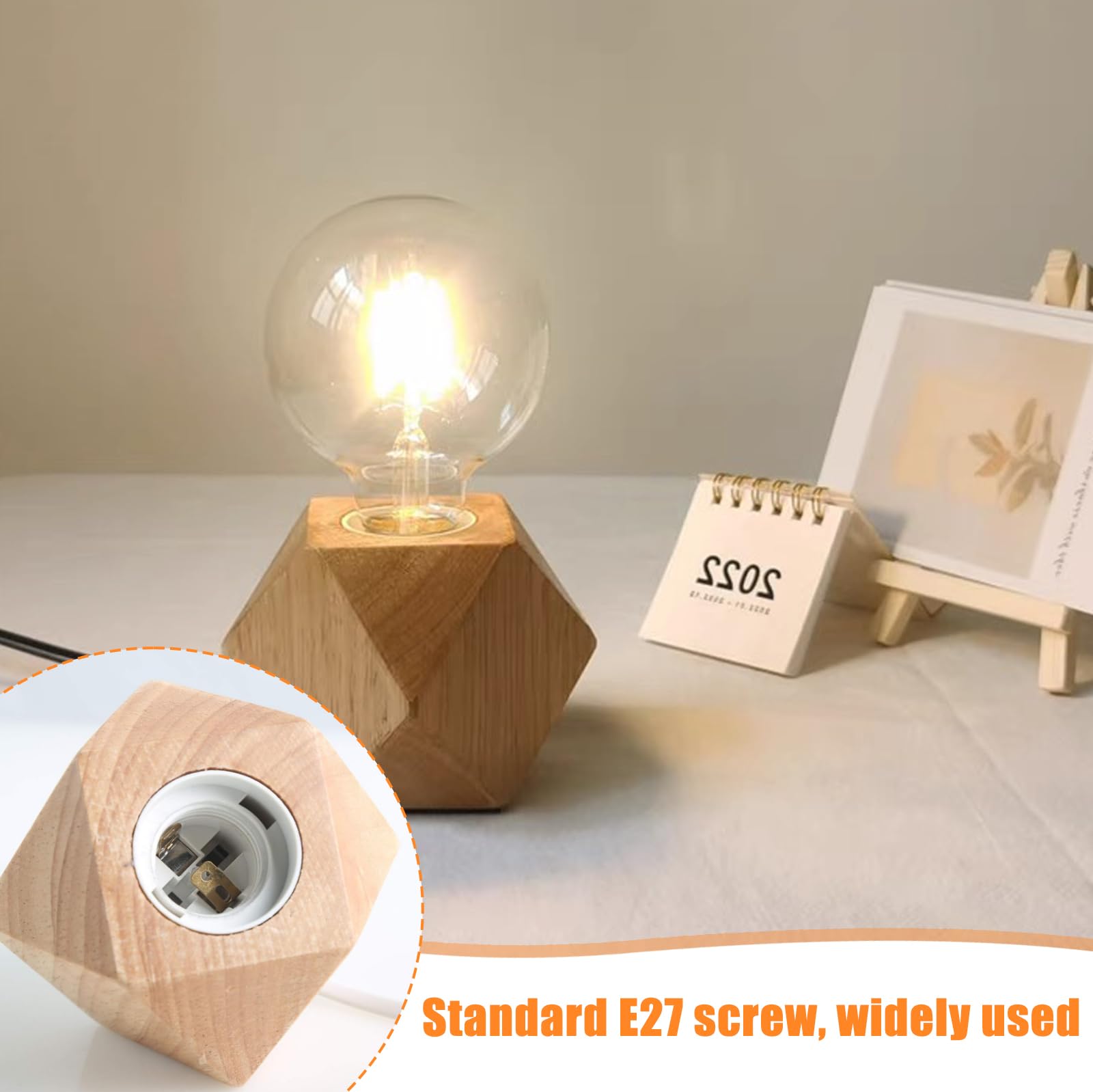 Houten tafellamp met okergele lampenkap Light & Living Cumani