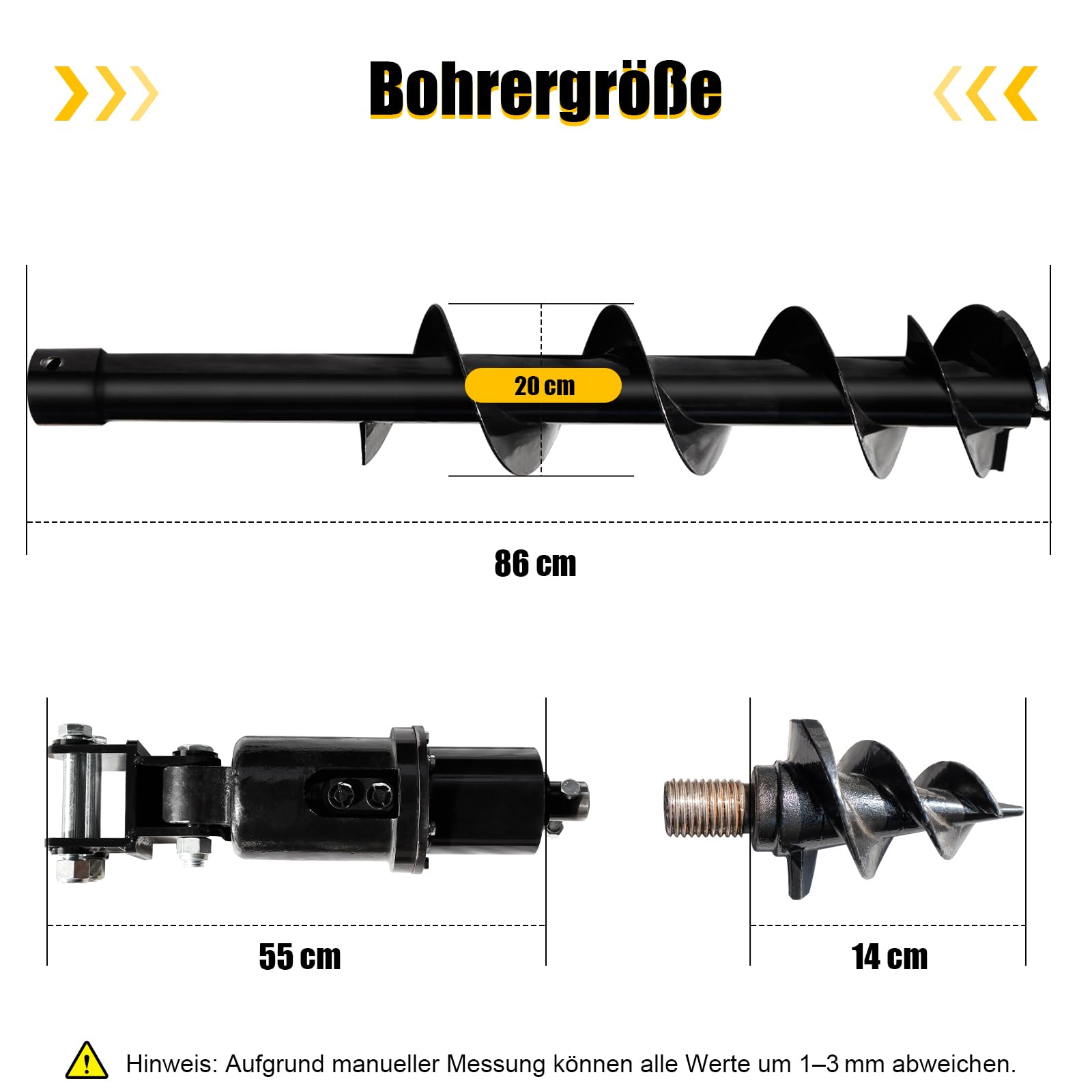 Minikoparka, wiertło do gleby do koparki 800 – 2000 kg, napędzane hydraulicznie, mini koparka, nasadka do świder o średnicy 20 cm, do wiercenia otworów i kopania pali