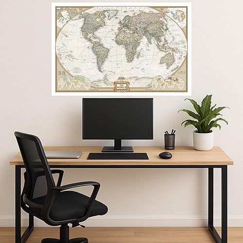 Miniatura 2 de National Geographic World - Mapa ejecutivo de pared, estilo antiguo, 46 x 30.5 pulgadas, impresión de calidad artística