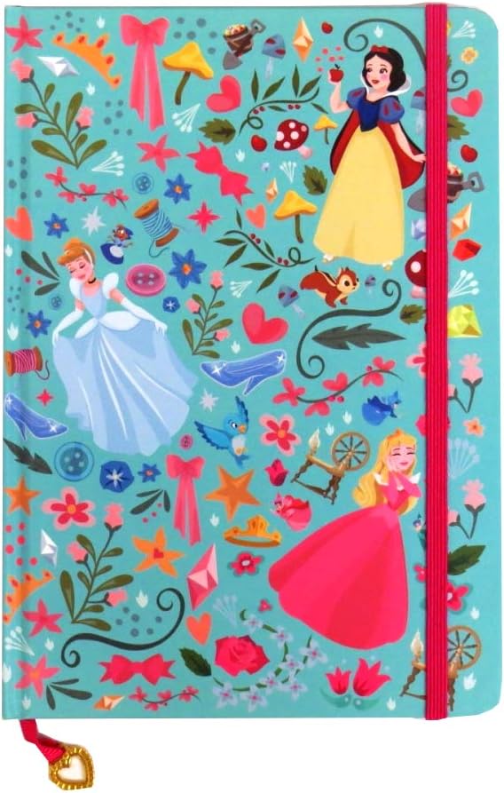 Disney Princess True A5 Notebook with Pink Strap and Charm, 160 Pages