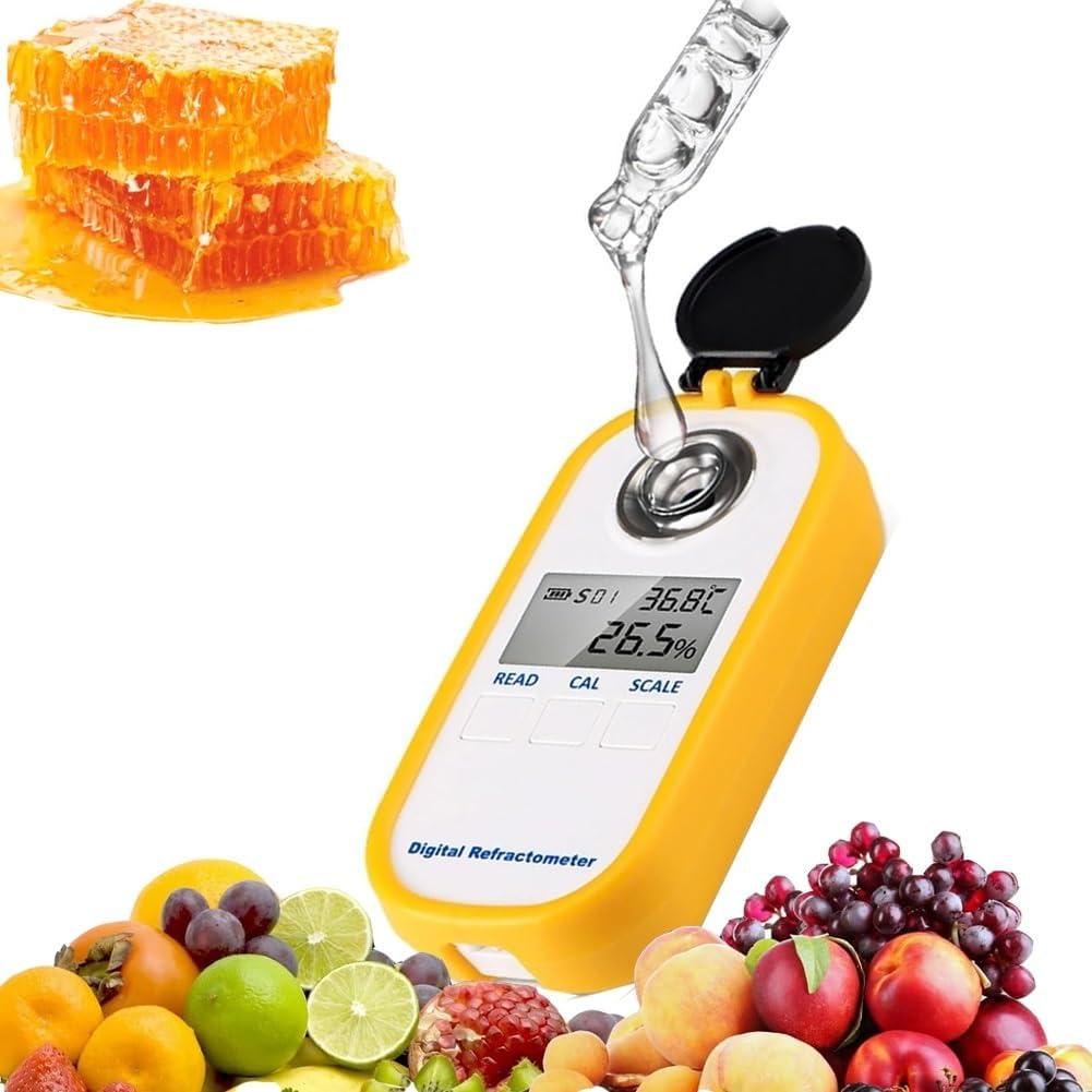 Refractómetro de miel digital 3 en 1, refractómetro portátil de mano, 0-90%, jarabe, melaza, malta, suministros de apicultura, para frutas, miel, alimentos, bebidas, cerveza