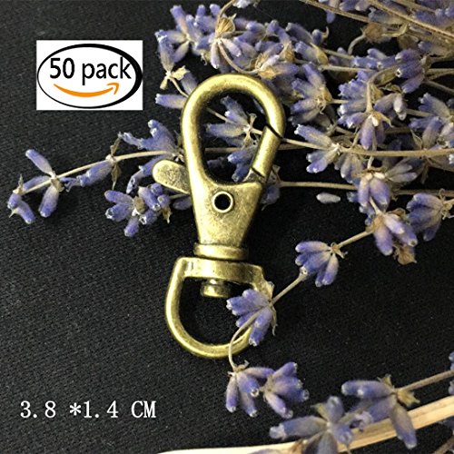 Jsshi 50 Pack 1.5" X 0.5"Snap Clasp Hook Nickle Plated Lobster Claw Swivel Clasps For Key Ring And Craft Findings (Bronze) #TOP6