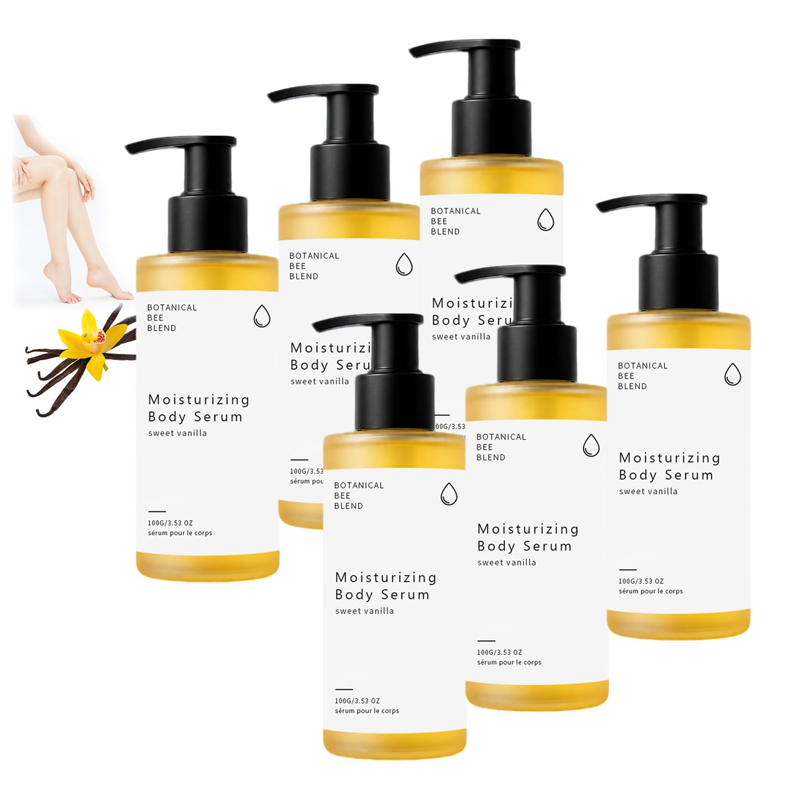 Siero corpo botanico con estratti di api naturali, olio per il corpo rassodante dopo la doccia, idratante e lisciante, formula leggera per una pelle morbida ed elastica (6 pezzi)