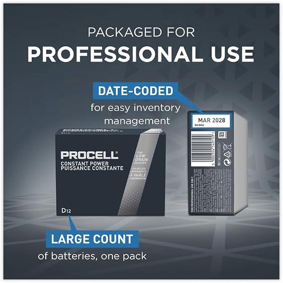 Duracell D12 Procell Professional Alkaline Battery, 12Count