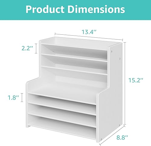 Miniatura 3 de Organizador de archivos de escritorio de oficina de madera, estante de almacenamiento de 7 niveles, organización de espacio de trabajo estacionario,