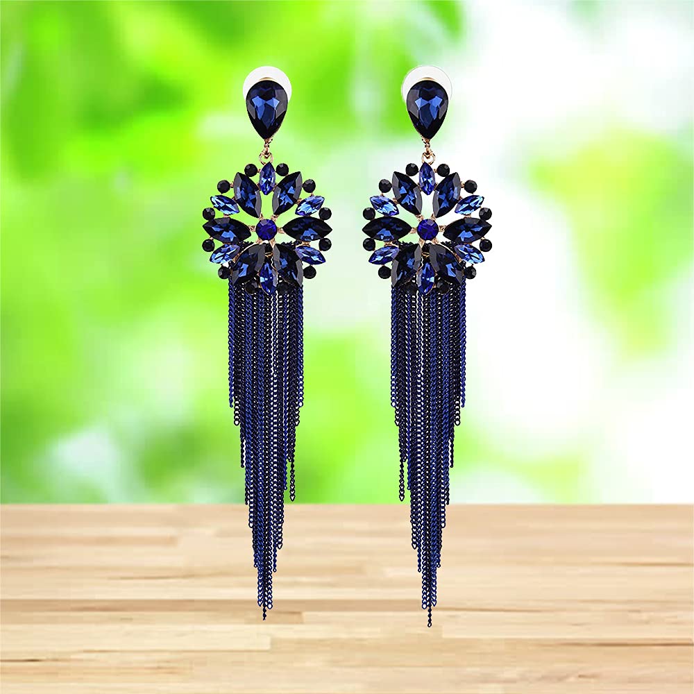 Sparkly Crystal Tassel Earrings for Women