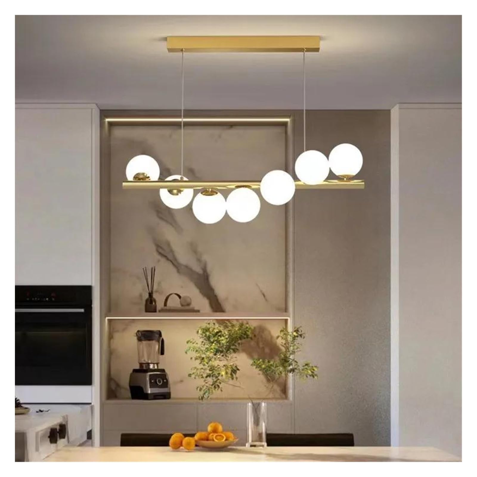Suspension Nordique à LED avec boules de verre blanc pour table à manger et cuisine moderne