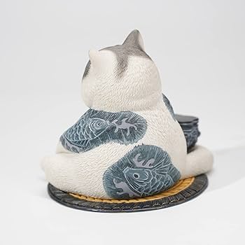 Amazon.co.jp: JXK タトゥー猫の彫像 白色 落ち着いた雰囲気