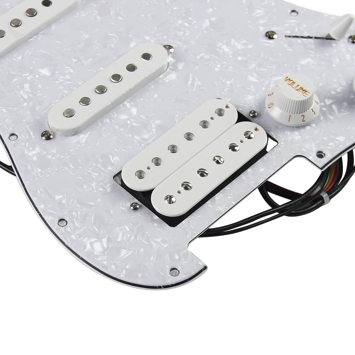 FLEOR Alnico V Loaded Prewired Pickguard Set SSH Alnico Dual Rail Humbucker for ST ST Electric Guitar Replacement White Pearl - Image 3
