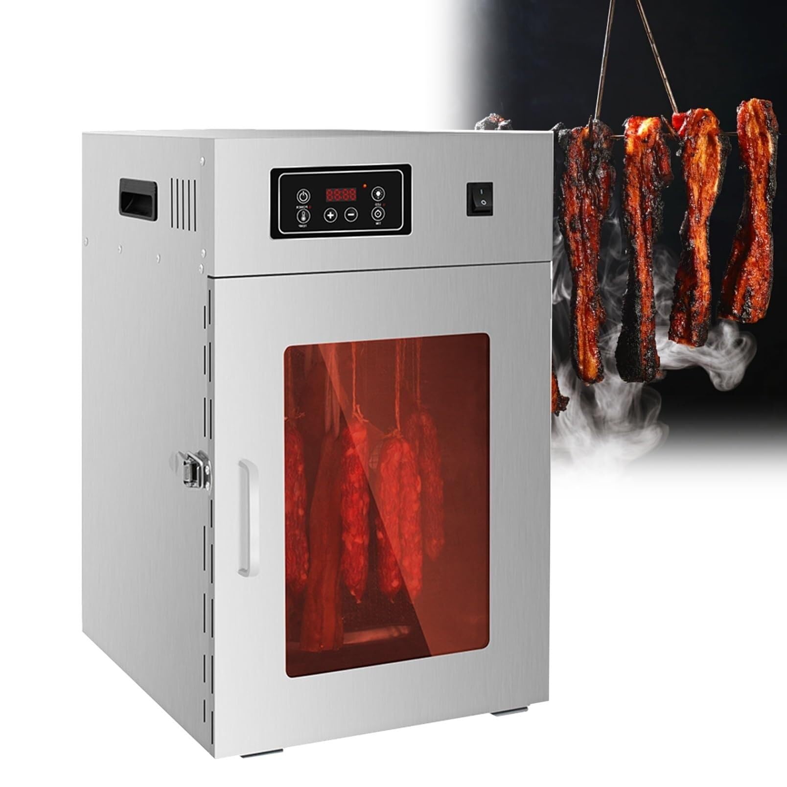 Essiccatore per alimenti commerciale, essiccatore rotativo per carne, carne e frutta asciugatrice con timer digitale, pannello intelligente a LED per manzo, salsiccia, pancetta ecc