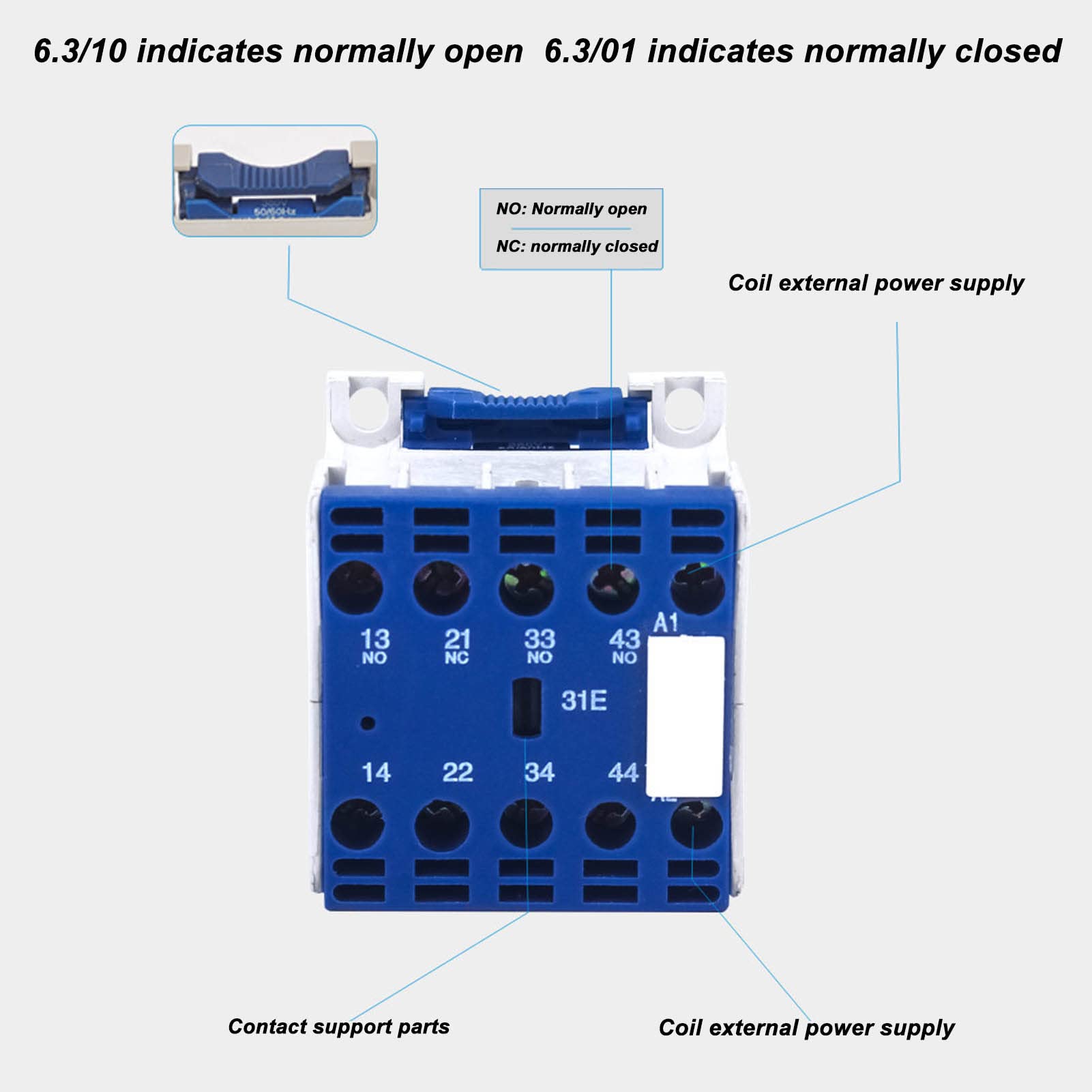 Contacteur AC, Bobine Triphasée 3 Pôles Normalement Ouvert Relais De Contacteur AC 220 V Commande De Démarreur De Moteur Pour les Applications D'alimentation, De Distribution Et D'alimentation