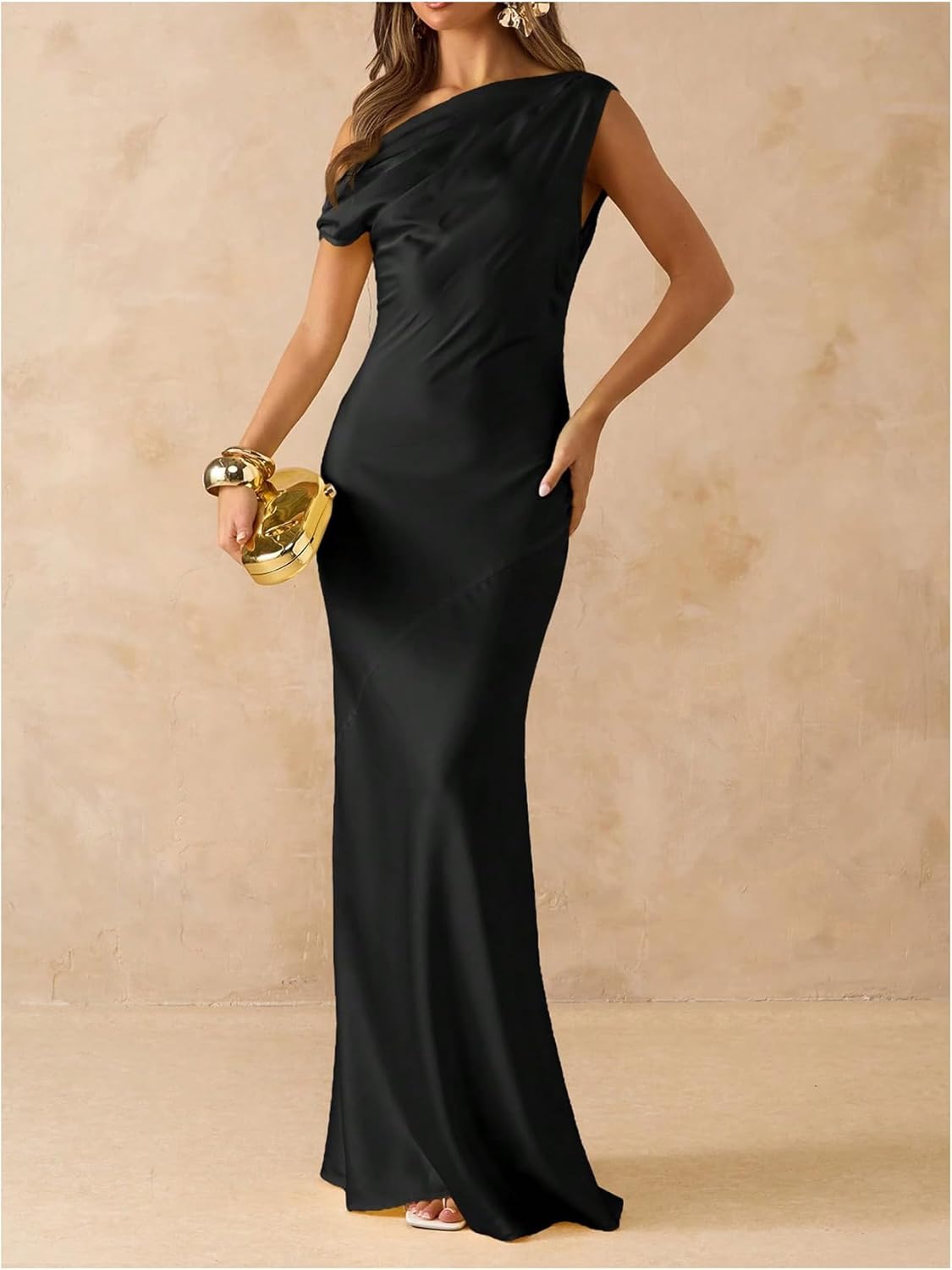 Floerns Women's One Shoulder Bodycon Cocktail Dress Sleeveless Fishtail Formal Wedding Guest Maxi Dresses - Image 2