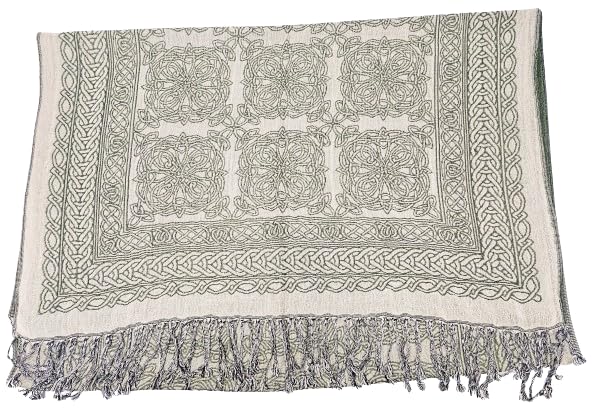 Celtic Knot and Swirls Scarf Made in Ireland, 100% Viscose (28" x 70", Dark Green)2