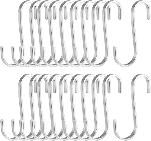 Miniatura 4 de uxcell Ganchos planos en forma de S de acero inoxidable de 3 pulgadas para cocina, baño, dormitorio, almacenamiento, oficina, exteriores, múltiples