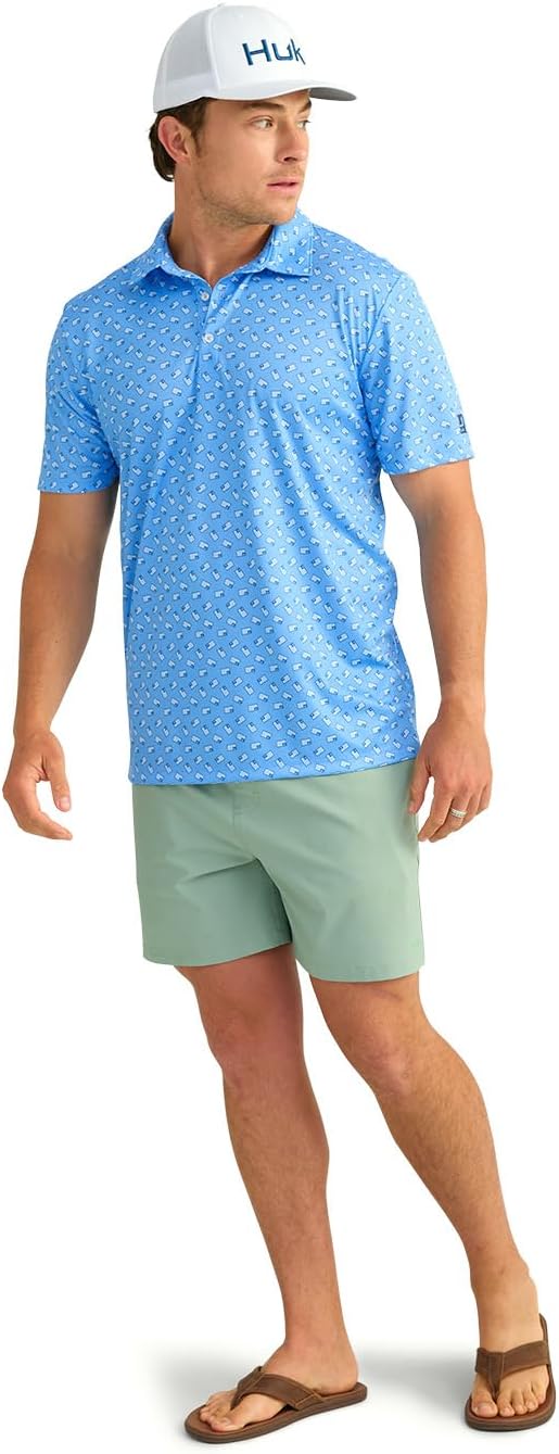 HUK Mens Pursuit Pattern Polo, Performance Short Sleeve Polo Shirt - Image 2