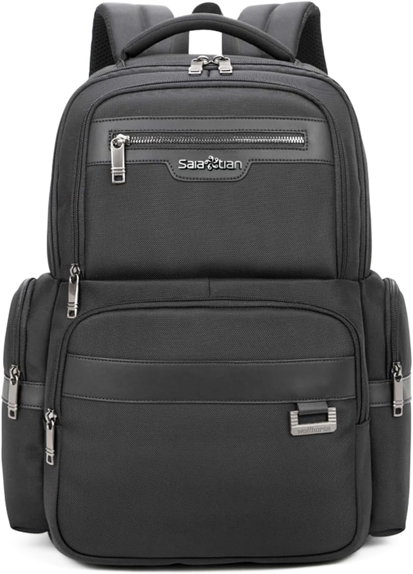 Backpack Men's Multilayer Backpack Business Casual Bag Large Capacity Multifunctional Computer Bag,waterproof, fits 15.6inch notebook(Black)