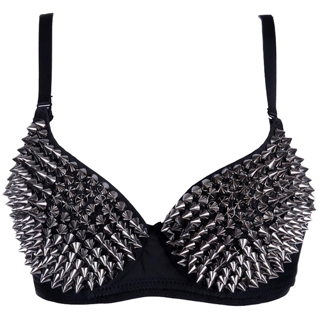 Kimring Women's Steampunk B Cup Spike Studs Rivet Party Club Rave Underwire Sport Bras Tops Grey Small