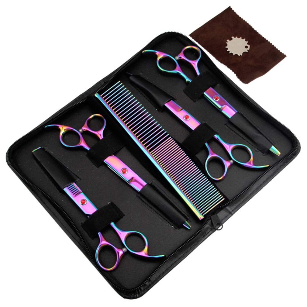 Pet Forbici Kit Grooming 6.0 Pollici, in Acciaio Inossidabile per Animali Domestici Forbici Tool Kit Elettrolitico Finish, per Il Gatto del Cane E più Animali Domestici,Burst