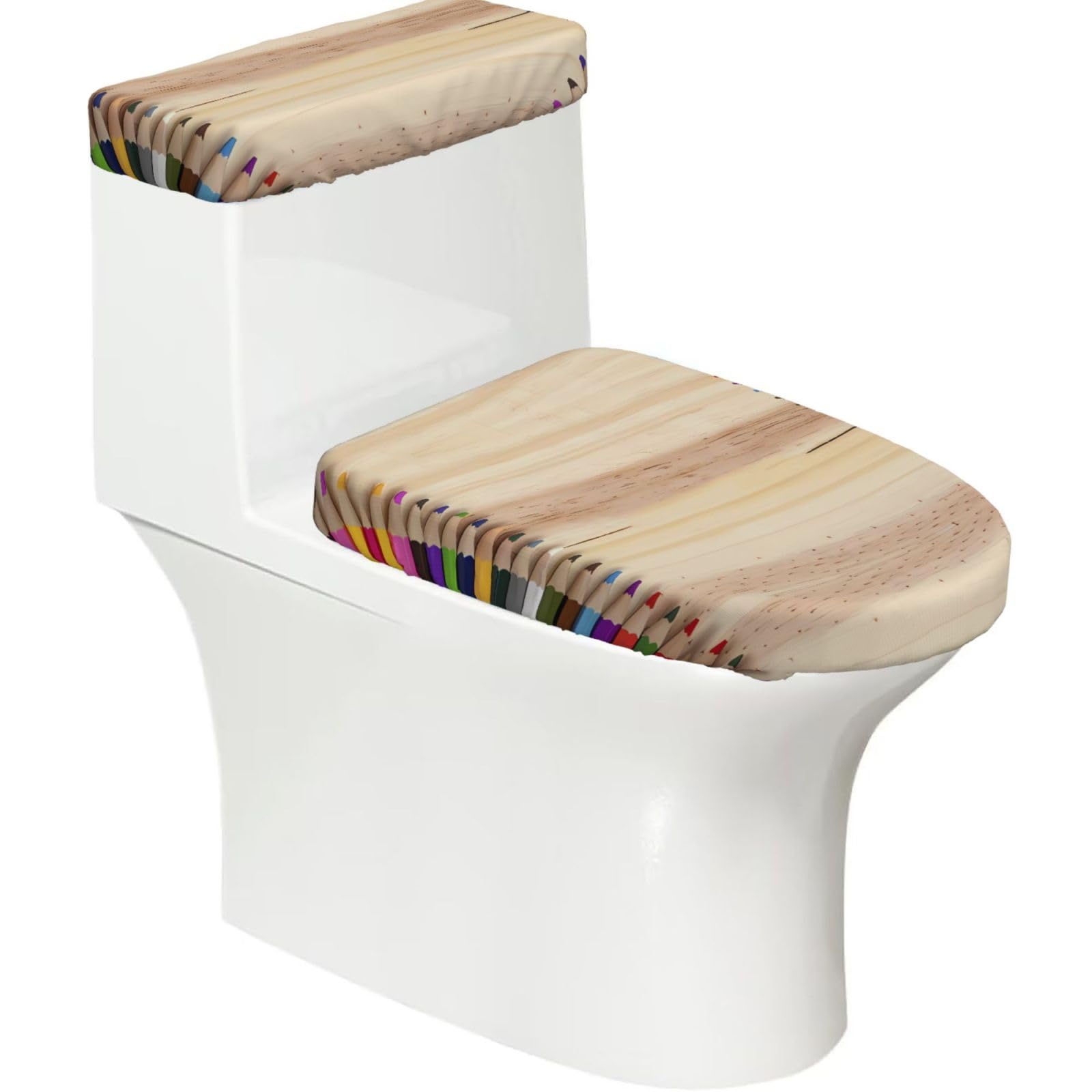 Mrowyc Black Colored Pencils Printed Toilet Seat Set - Set Of 2 - Universal Toilet Seat Cover - Housewarming Birthday Christmas Gift