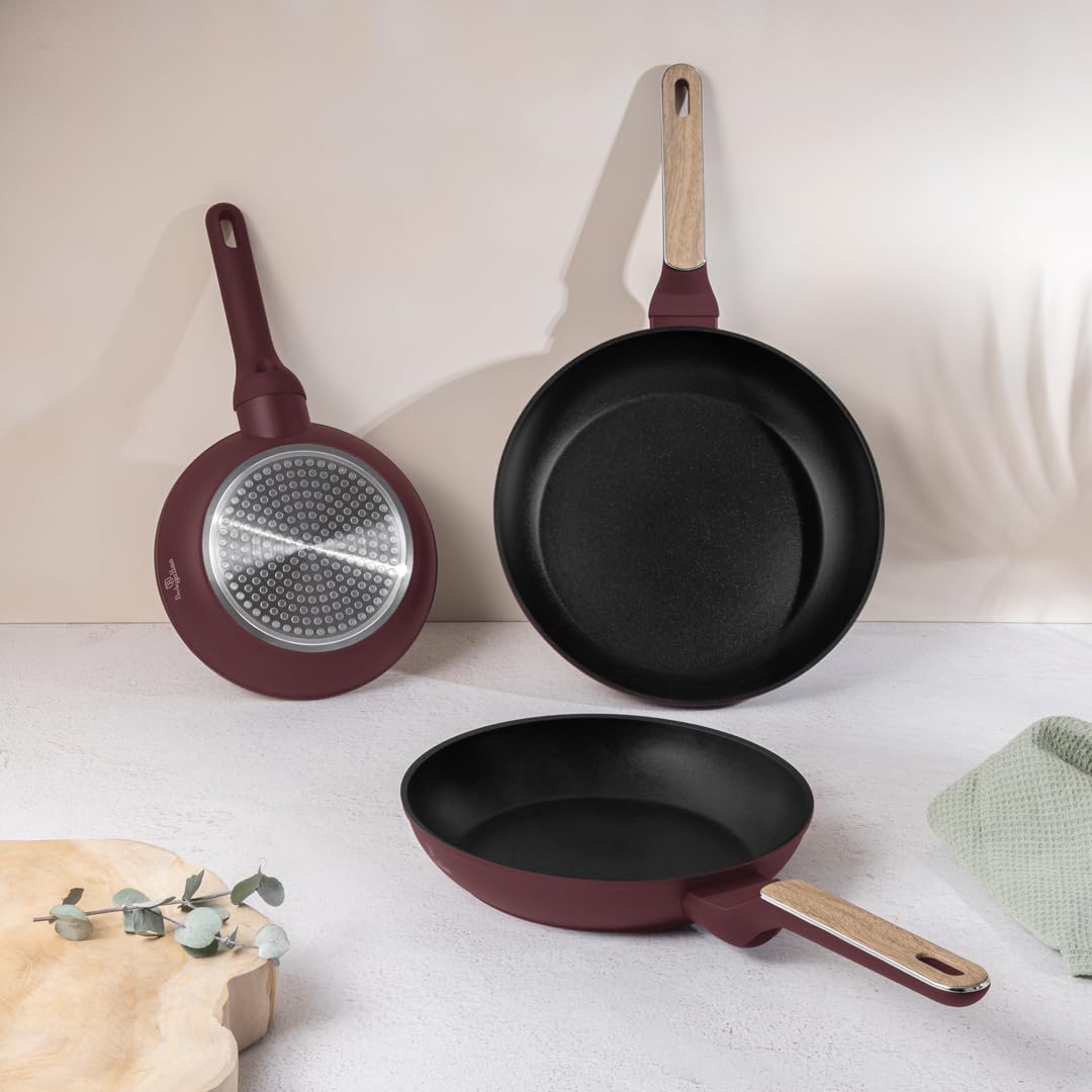 Berlinger Haus Juego de Sartenes Antiadherentes 3 Piezas, Aluminio Forjado con Revestimiento TitanPro, Inducción Turbo, Mango Ergonómico, Apto para Todas las Cocinas, Colección Leonardo Nordic