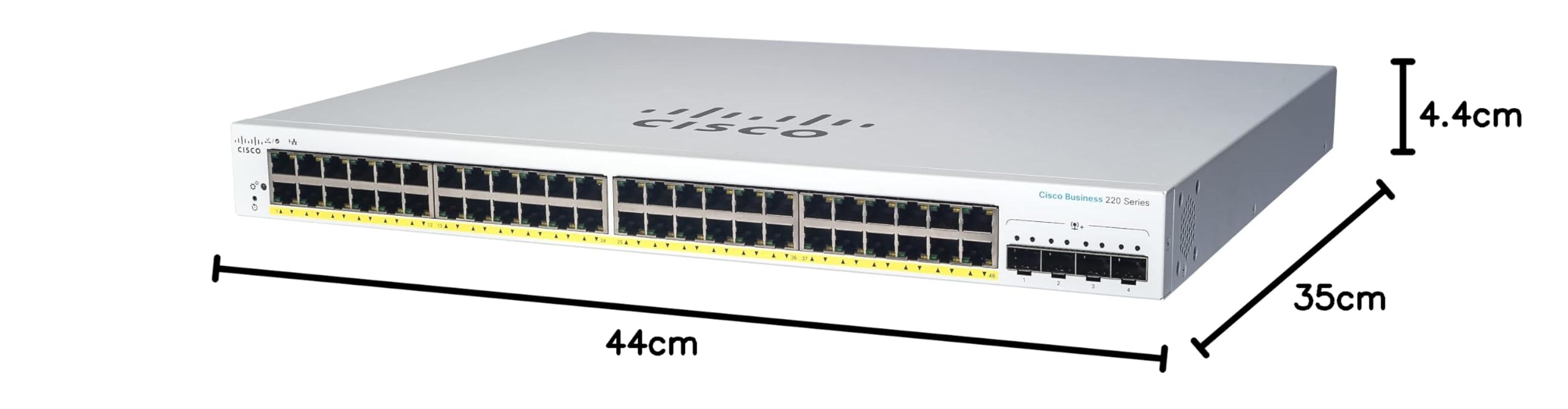 Cisco Switch Inteligente Cisco Business CBS220-48P-4G | 48 Puertos GE | PoE | 4 SFP de 1 G | 3 años de garantía Limitada de Hardware (CBS220-48P-4G-EU)