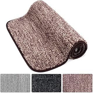Lifewit Indoor Doormat Super Absorbent Water Low Profile Mats Machine Washable Non Slip Rubber Entrance Rug for Front Door Inside Dirt Trapper Mats Shoes Scraper, Black, 90 x 60 cm