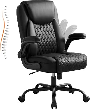 GTPLAYER PU Leather Office Chair, Home Desk Chair with Flip-up Arms, Modern