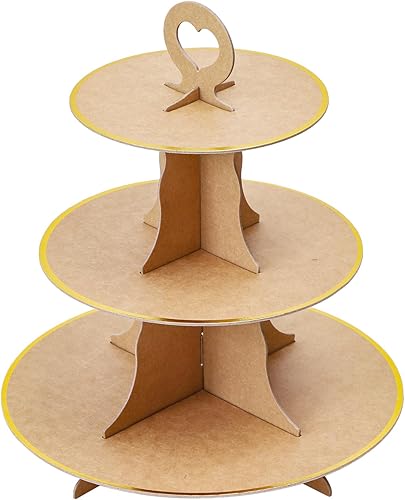 Miniatura 9 de Soleebee Soporte redondo de 3 niveles para cupcakes, torre de cartón para cupcakes, torre de postre para decoración de cumpleaños, bodas, fiestas, 1